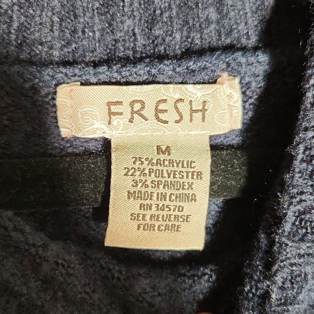 Fresh Sweater Womenssize M navy blue gray white color block Medium - Picture 6 of 10